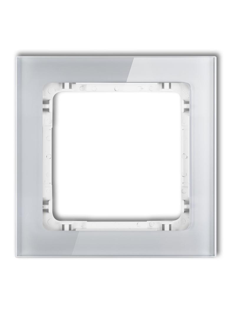 DECO Ramka uniwersalna pojedyncza - efekt szkła (ramka: szara; spód: biały)