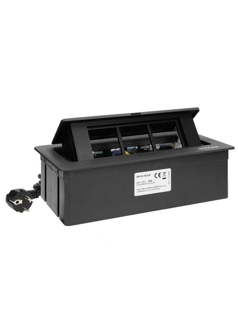 NOEN Kaseta meblowa wpuszczana w blat ze zintegrowaną ramką PCV na gniazda modułowe 3 x 45x45mm lub OR-GM-9010/B ORNO