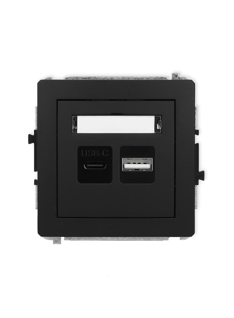 DECO Ładowarka USB podwójna USB C + USB A, 20W max. czarny mat 12DCUSB-8 KARLIK