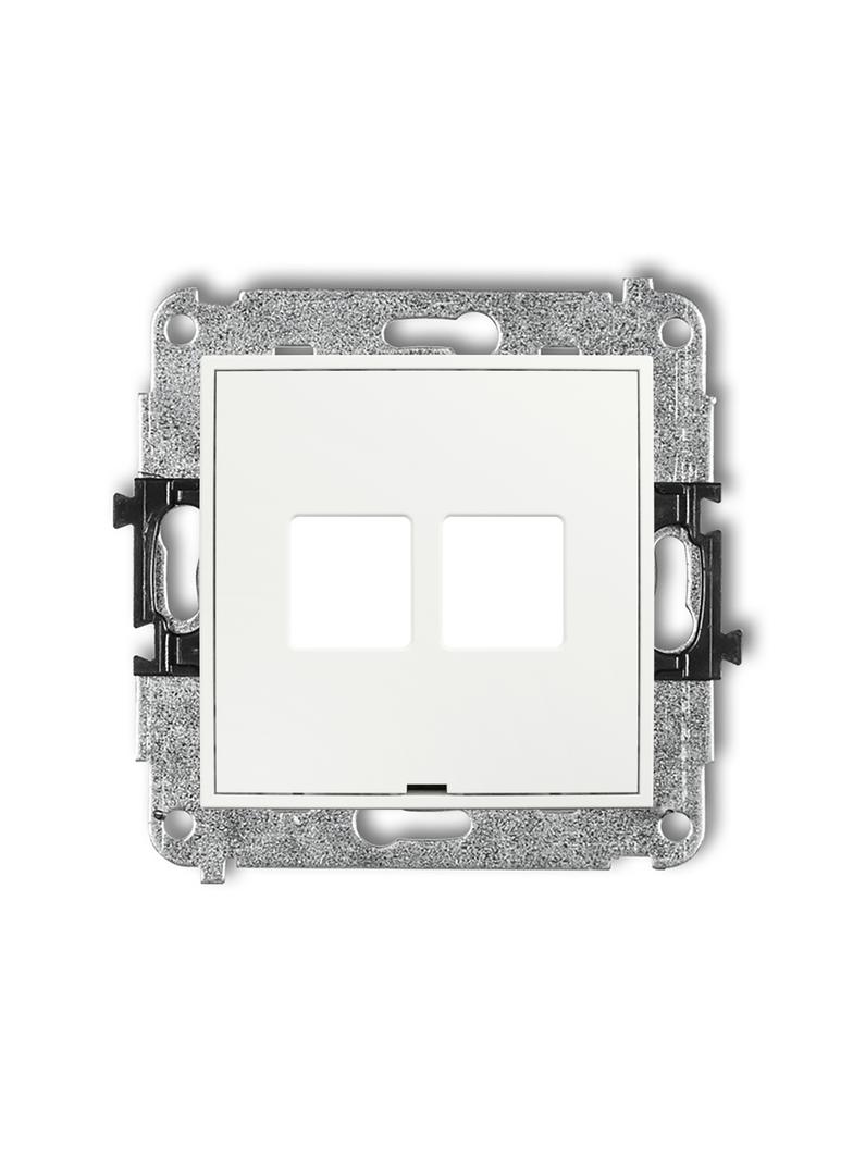 ICON Gniazdo antenowe multimedialne podwójne bez modułu, bez pola opisowego (standard Keystone) biały mat 25IGMBO-2P KARLIK