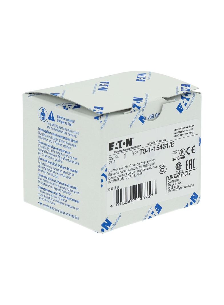 Łącznik krzywkowy Hand-0-Auto 1P 20A do wbudowania T0-1-15431/E 019872 EATON