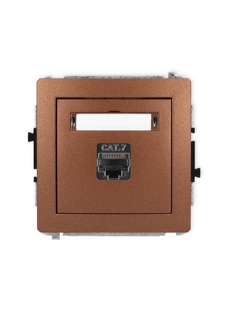 DECO Mechanizm gniazda komputerowego pojedynczego 1xRJ45, kat. 7, ekranowany, 8-stykowy brązowy meta