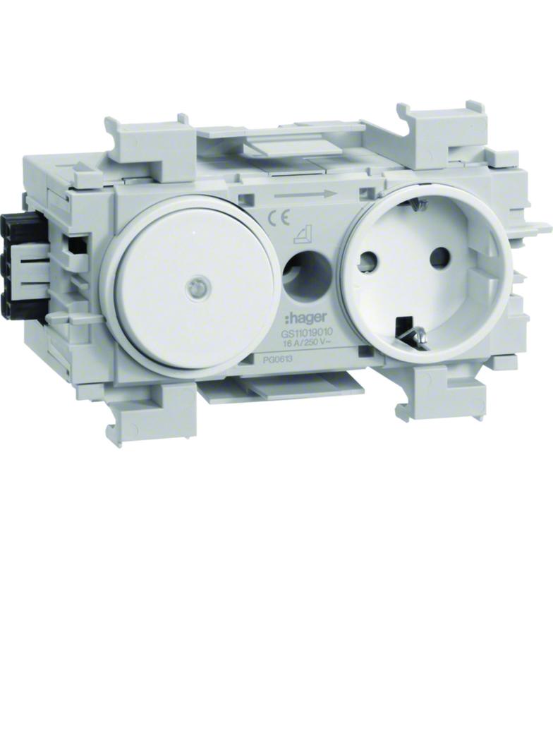 tehalit.WA Gniazdo SCHUKO z przełącznikiem WAGO montaż krawędziowy biały