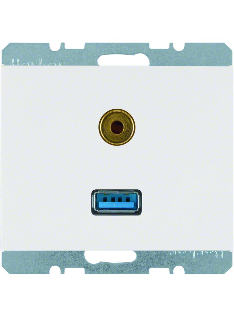 BERKER K.1 Gniazdo USB / 3,5mm Audio biały 3315397009 HAGER
