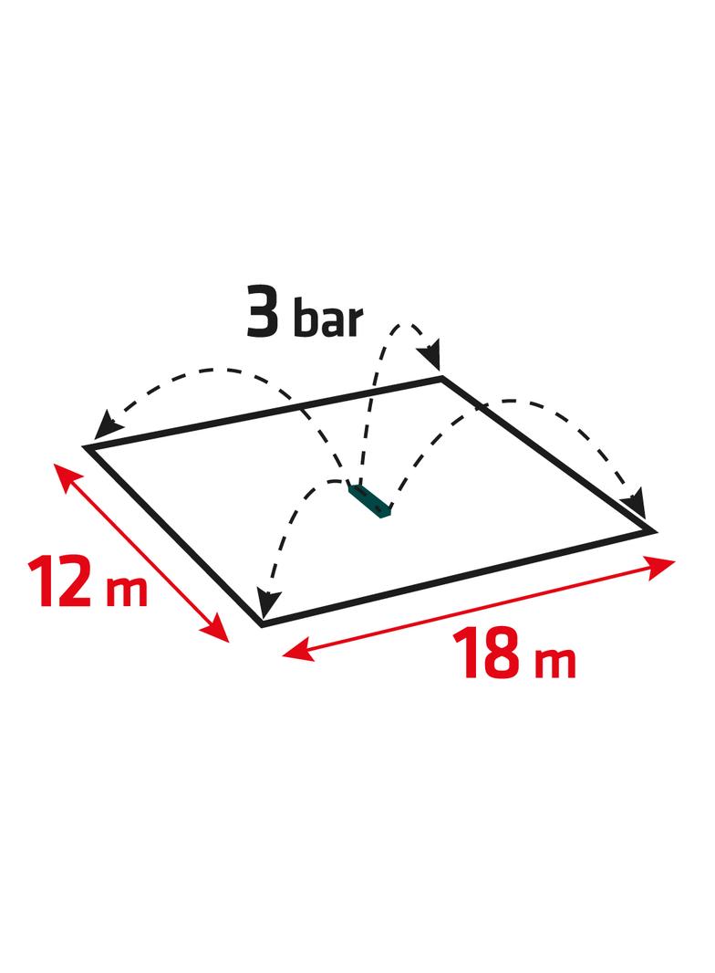 Zraszacz oscylacyjny, powierzchnia zraszania do 336 m2, 16 dyszy zraszających, igła do udrażniania d