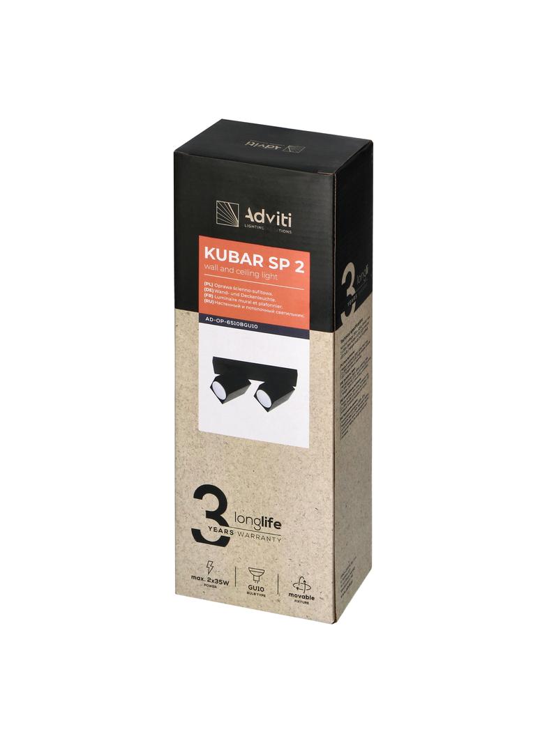 KUBAR SP 2, oprawa ścienno-sufitowa, GU10 max. 2x35W, IP20, czarna