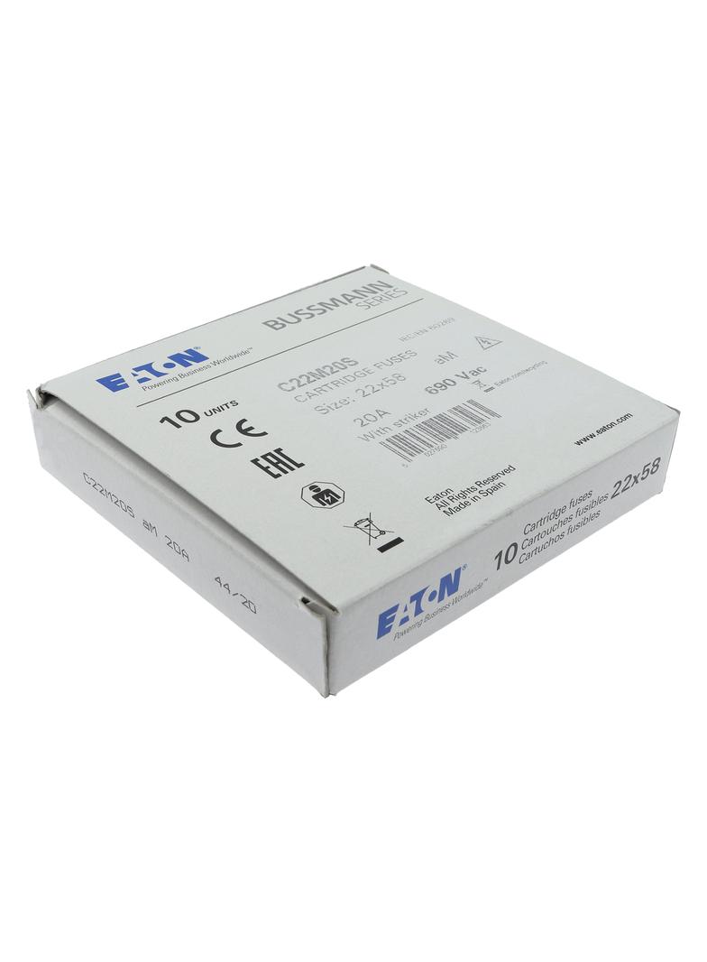 C22M20S Wkładka cylindryczna z wybijakiem 22x58 20A GG 690V AC C22M20S EATON