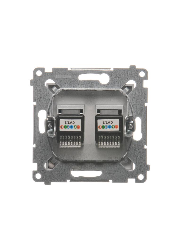 Simon 54 Gniazdo telefoniczne podwójne RJ12 srebrny mat DT2.01/43 KONTAKT