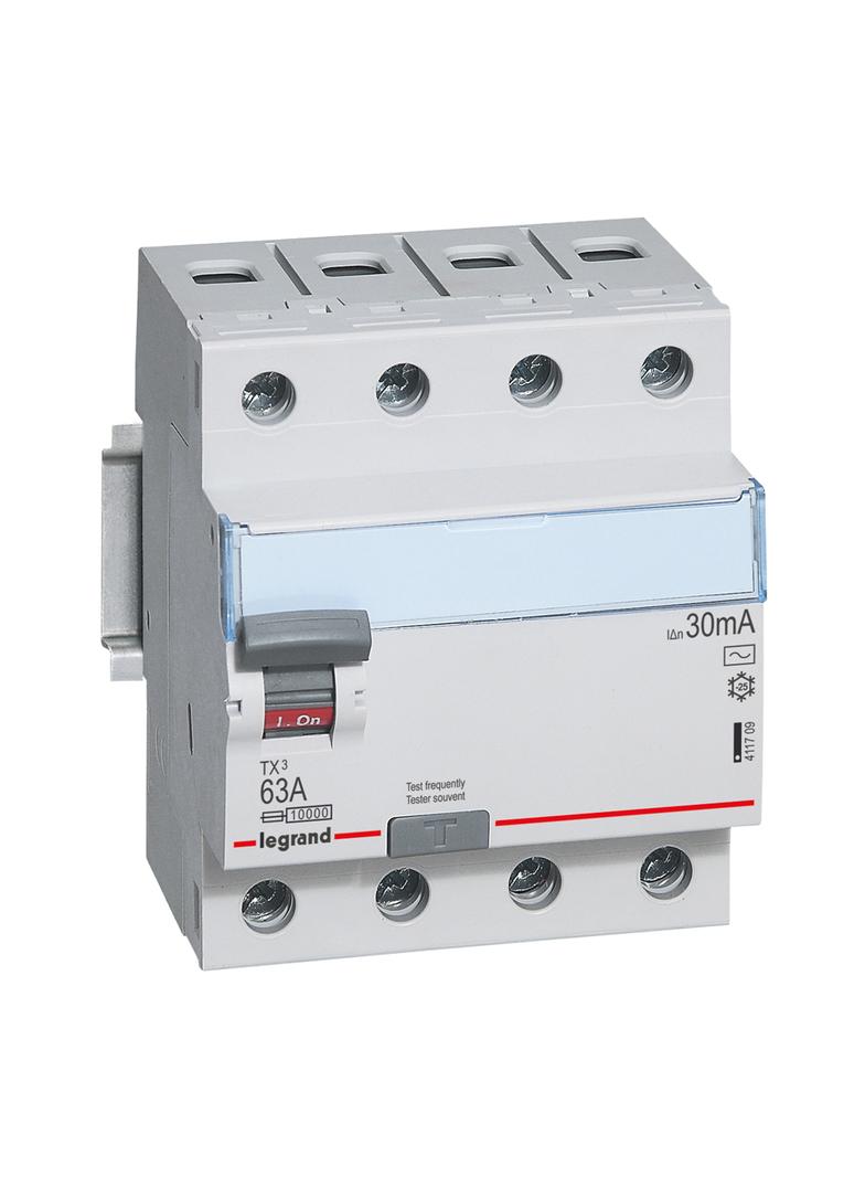 WYŁĄCZNIK RÓŻNICOWOPRĄDOWY P 304 4P 63A 30MA TYP AC SERII TX3, Legrand
