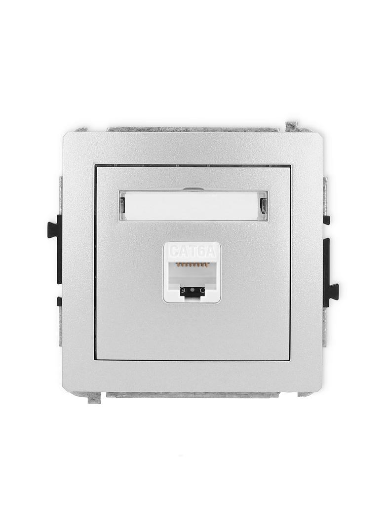 DECO Mechanizm gniazda komputerowego pojedynczego 1xRJ45, kat. 6A, 8-stykowy srebrny metalik