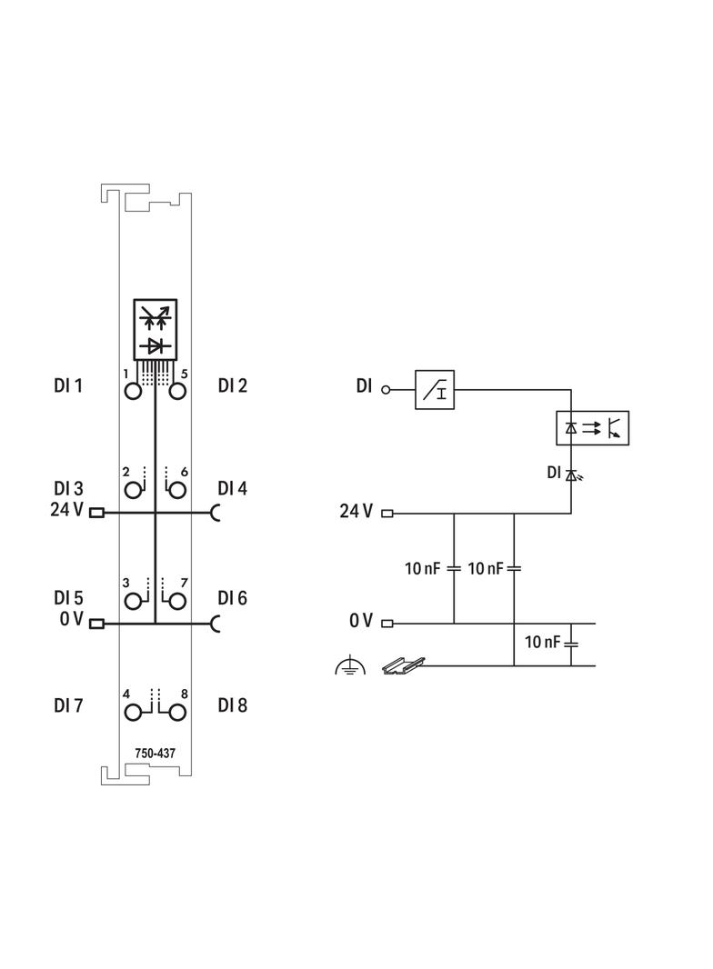 moduł 8DI 24V DC 0,2ms załączanie potencjałem niskim