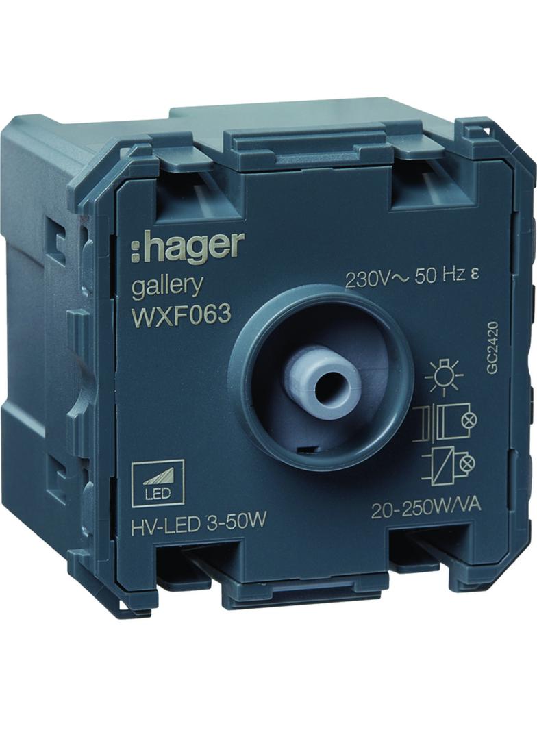 lumina/gallery Ściemniacz przyciskowy obc. R/L/C 250 W, LED 50 W mechanizm 2M WXF063 HAGER