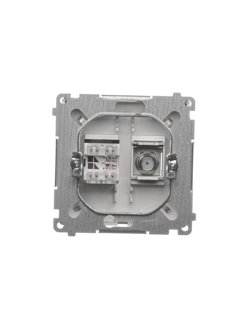 Simon Basic Gniazdo antenowe typu ''F'' + RJ45 kat.6 satynowy BMAFRJ45.01/29 KONTAKT