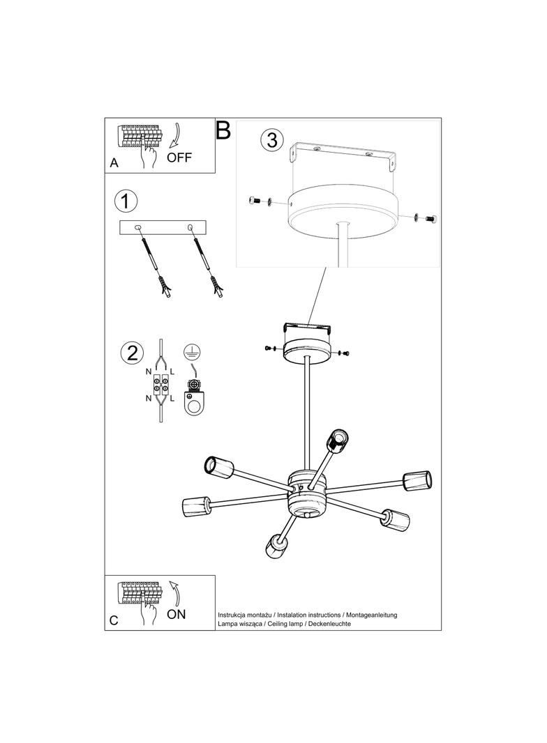 Sollux Żyrandol LANGO 6 czarny SL.1023