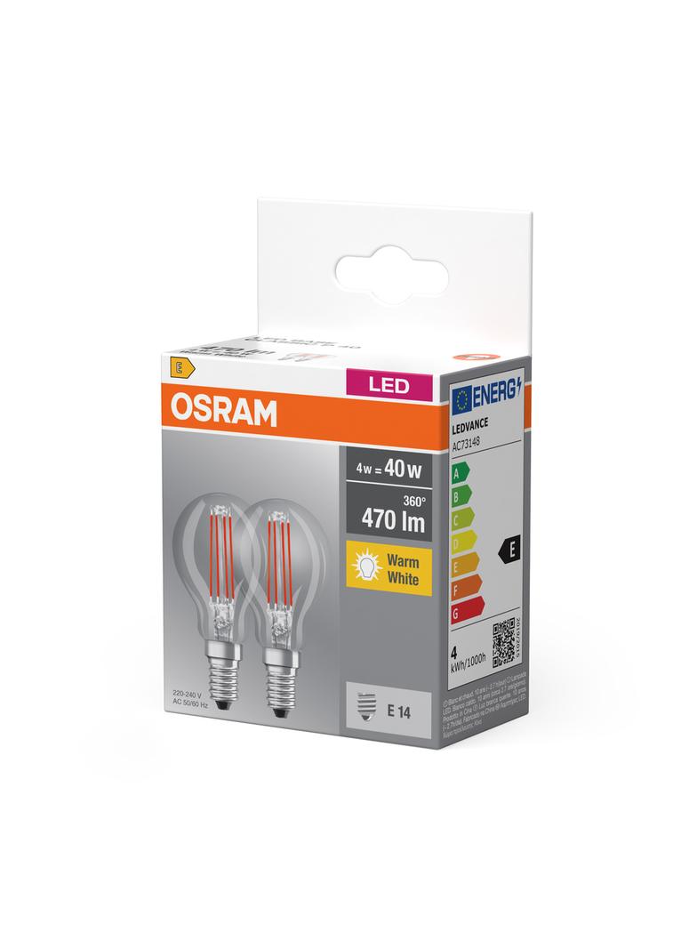 Lampa LED BASE Classic P40 4W/827 230V Filament szkło przezroczyste E14 FS2 OSRAM