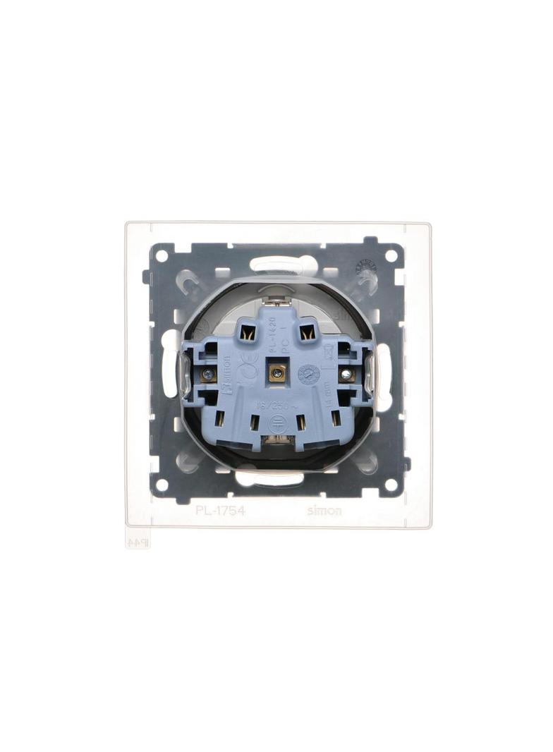 Simon 55 Gniazdo Schuko do wersji IP44 z przesłonami z uszczelką ramki szybkozłączka Klapka W kolorze pokrywy Aluminium mat TGSZ1BCZ.01/143 KONTAKT
