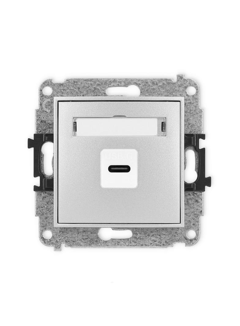 ICON Gniazdo pojedyncze 1xUSB C-C srebrny metalik 7IGUSB-7 KARLIK