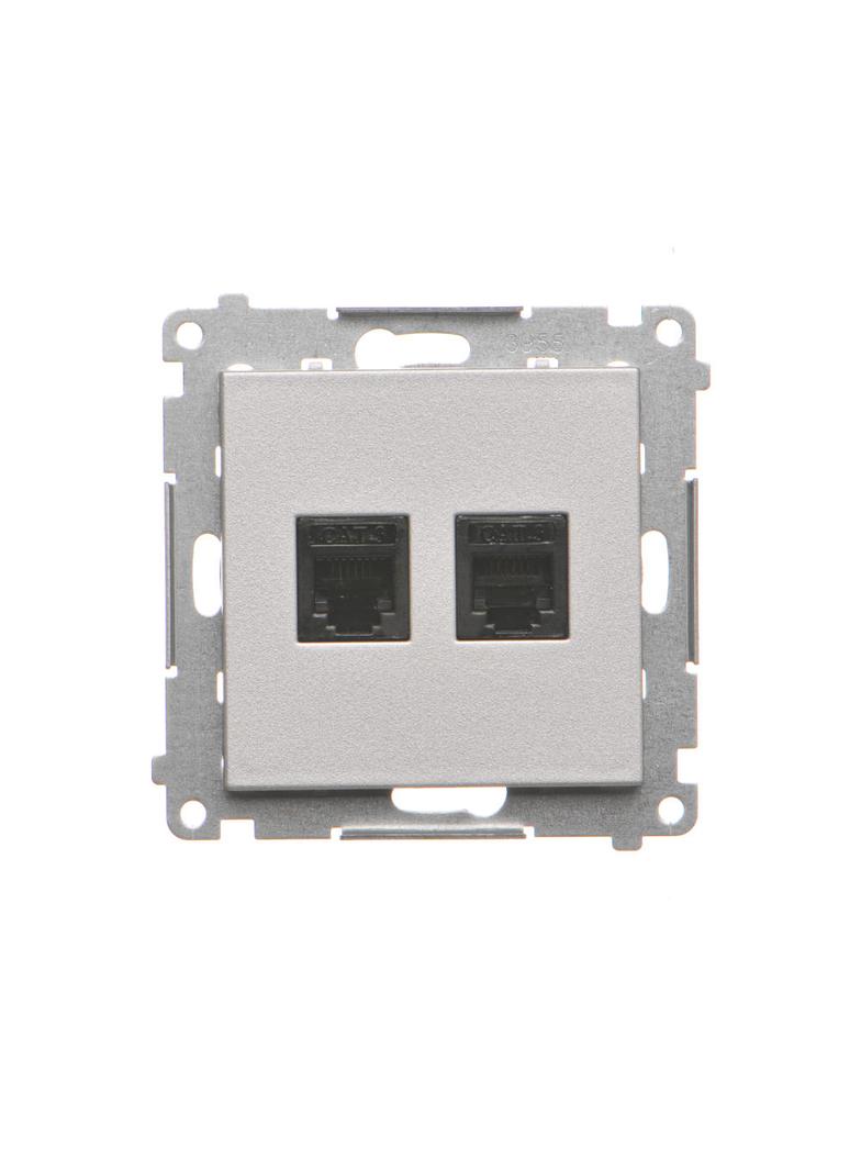 Simon 55 Gniazdo telefoniczne podwójne RJ12 Aluminium mat TF2.01/143 KONTAKT