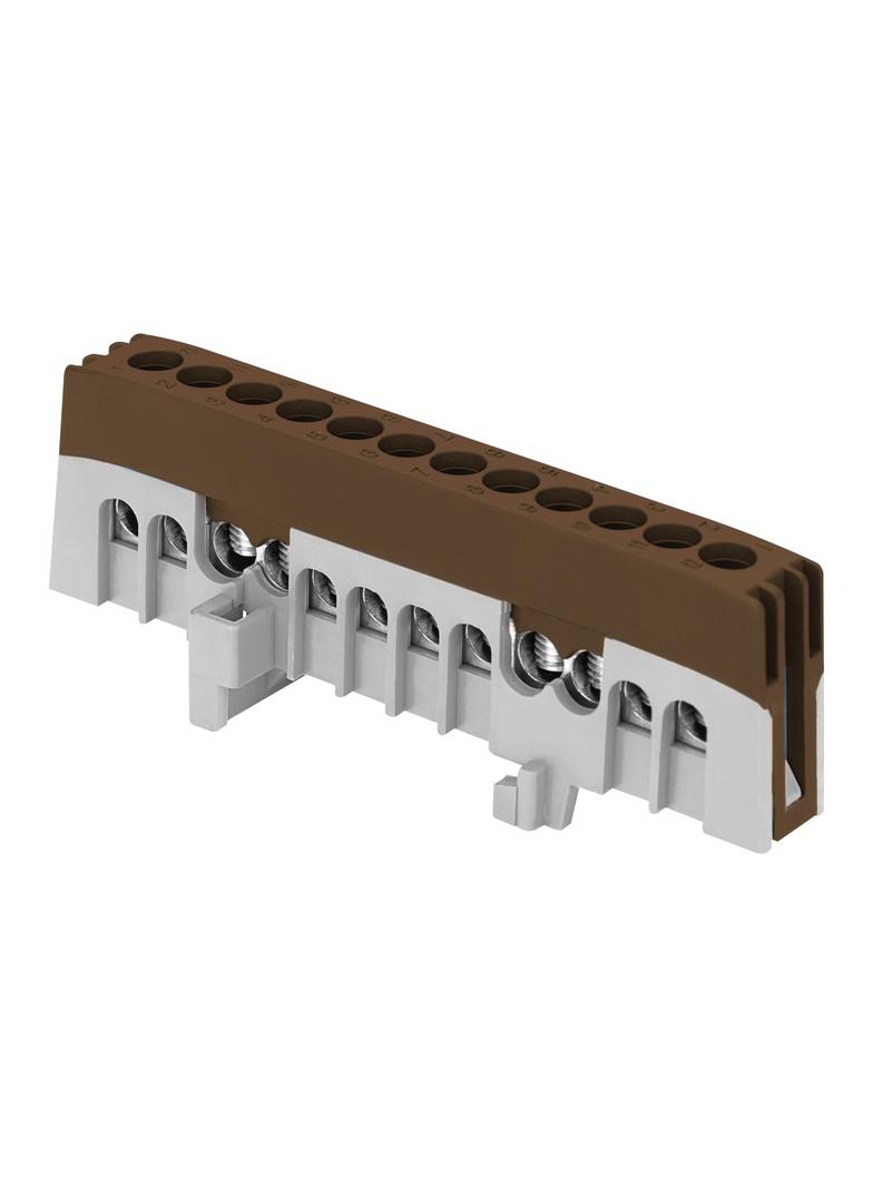 Listwa zaciskowa izolowana PRO, L, 12 przewodów, brązowy