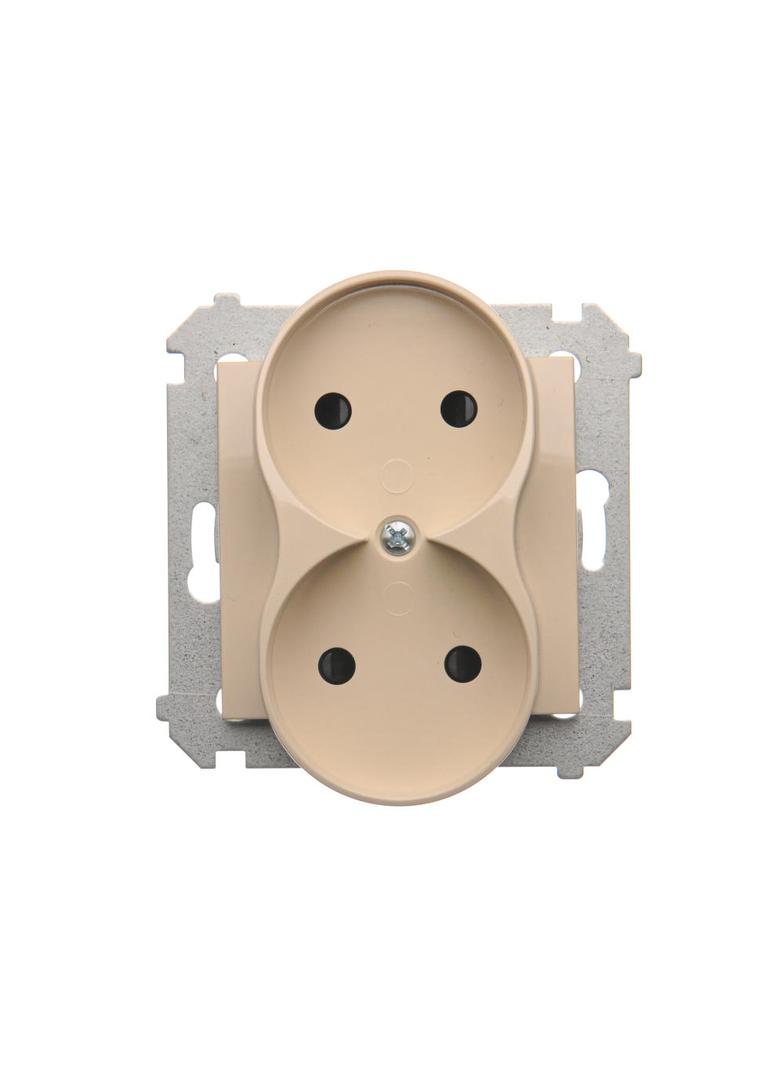 Simon 54 Gniazdo bez uziemienia z przesłonami podwójne 16A z. śrub. kremowy *Do ramek S54 PREMIUM