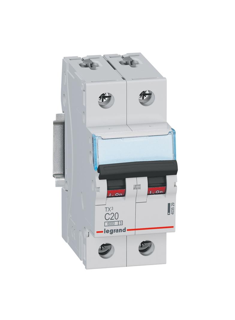 WYŁĄCZNIK NADPRĄDOWY S 302 2P C 20A 6000A SERII TX3, Legrand
