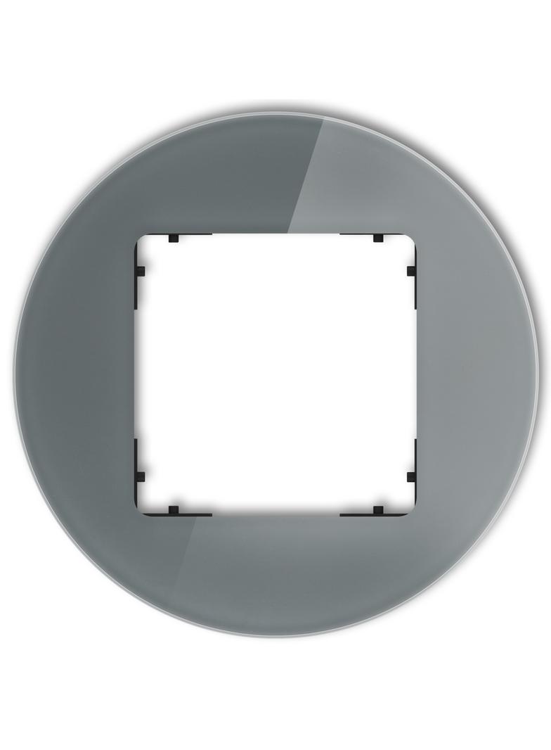 ICON Ramka uniwersalna pojedyncza okrągła - efekt szkła (ramka: grafitowa; spód: czarny) grafitowy