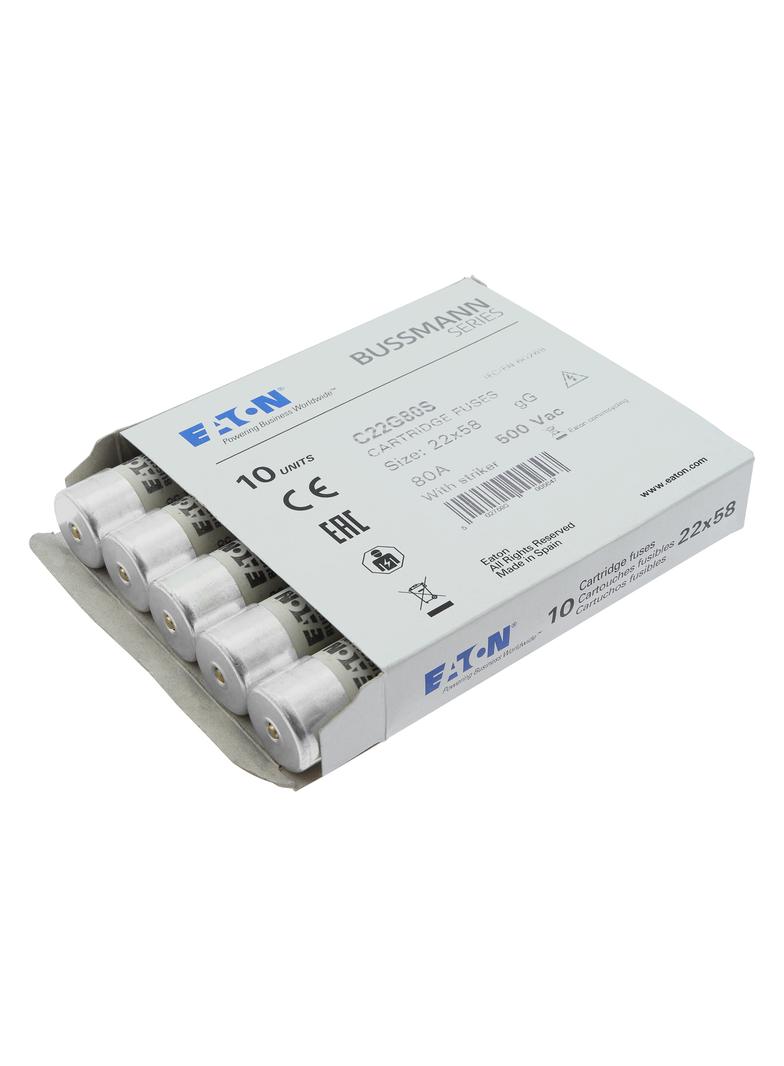 C22G80S Wkładka cylindryczna z wybijakiem 22x58 80A GG 500V AC C22G80S EATON