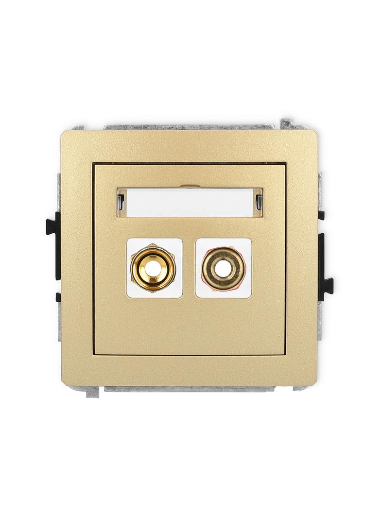 DECO Mechanizm gniazda głośnikowego pojedynczego (typu banan - czerwony i czarny, pozłacany, 4 mm2,