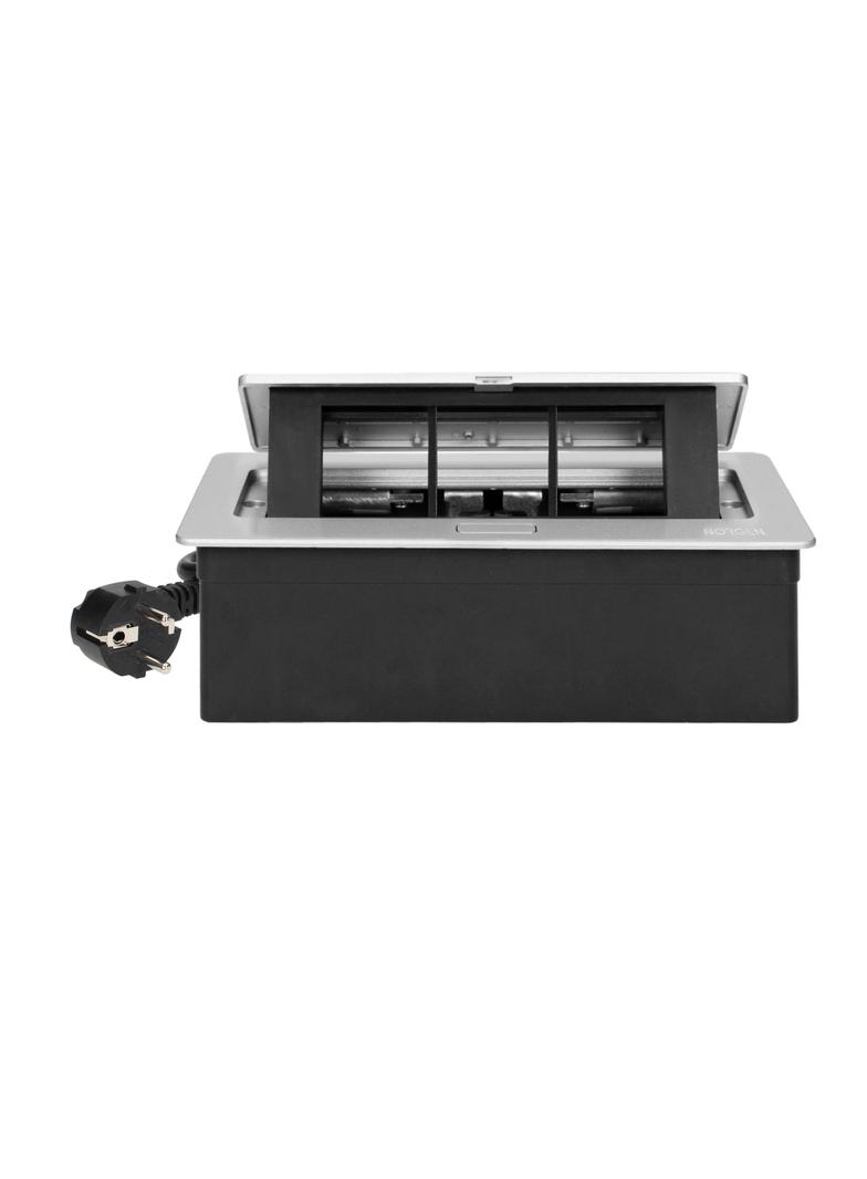 NOEN Kaseta meblowa wpuszczana w blat ze zintegrowaną ramką PCV na gniazda modułowe 3 x 45x45mm lub