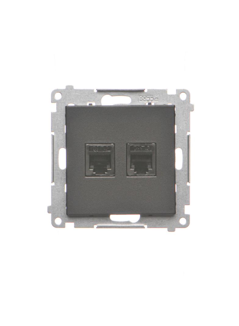 Simon 55 Gniazdo telefoniczne podwójne RJ12 Czarny mat