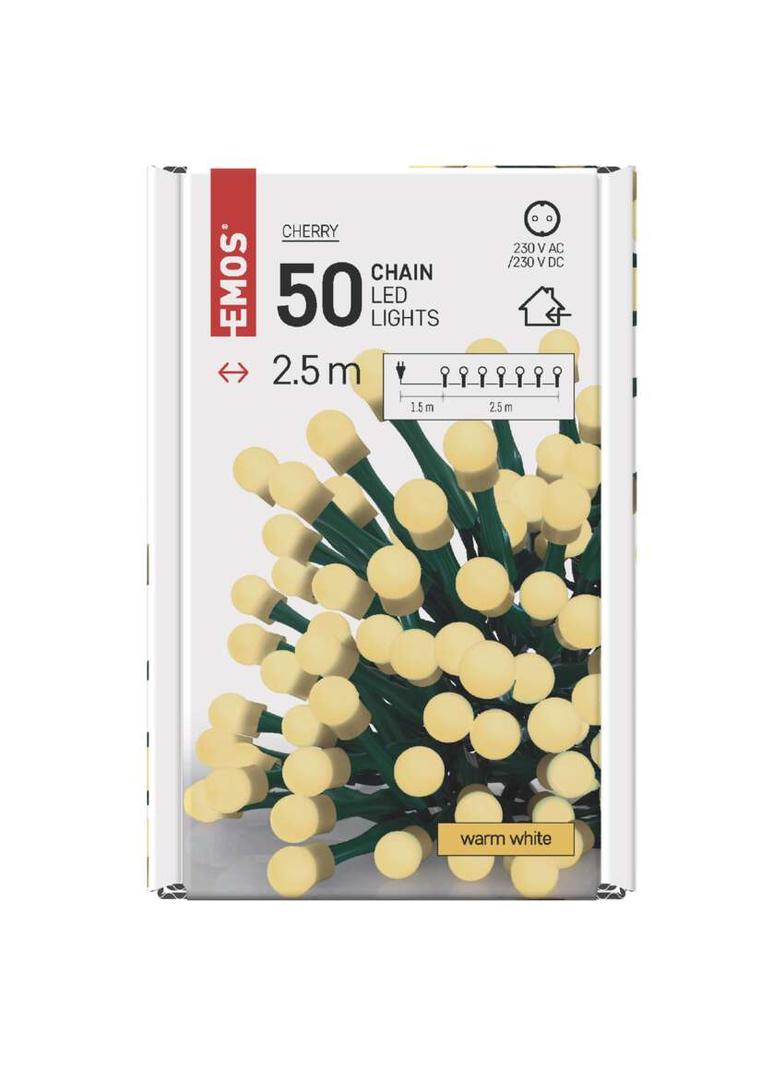 Lampki choinkowe kulki 50 LED 2,5m ciepła biel IP20 D5GW01 EMOS