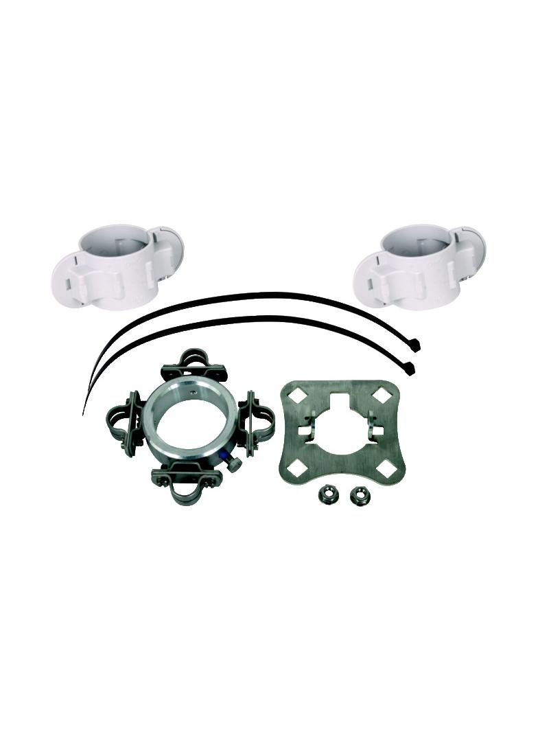 Zestaw montażowy do HVI long na rurze wsporczej, płytka przyłączeniowa, obejma na rurę z 4 uchwytami