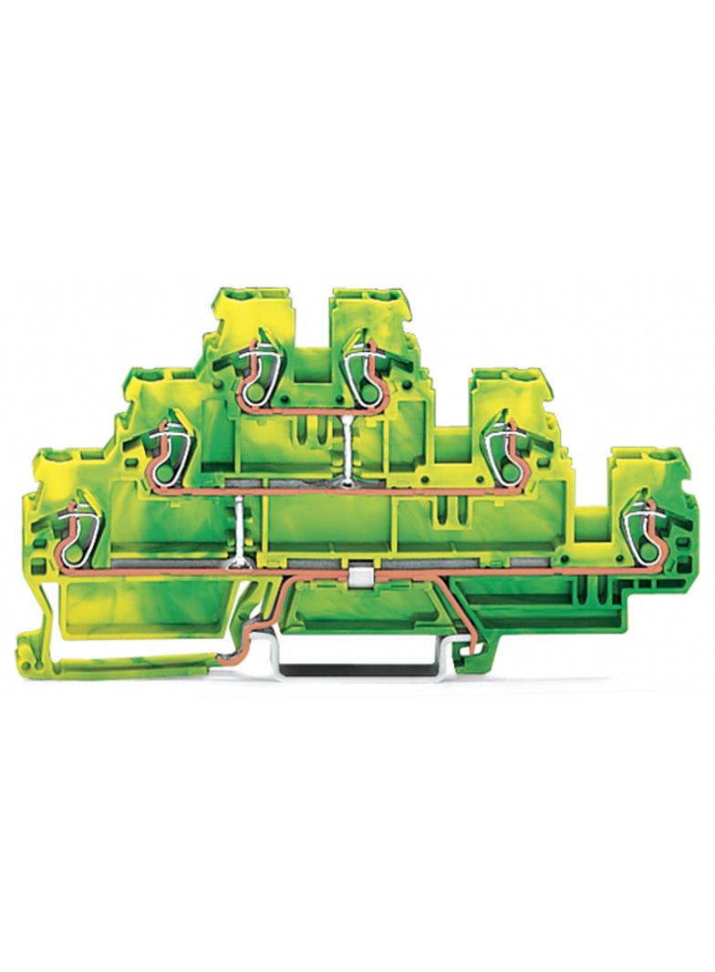 Złączka szynowa 3‑piętrowa PE 2,5mm2 żółto‑zielony 870‑557 /50szt./ WAGO