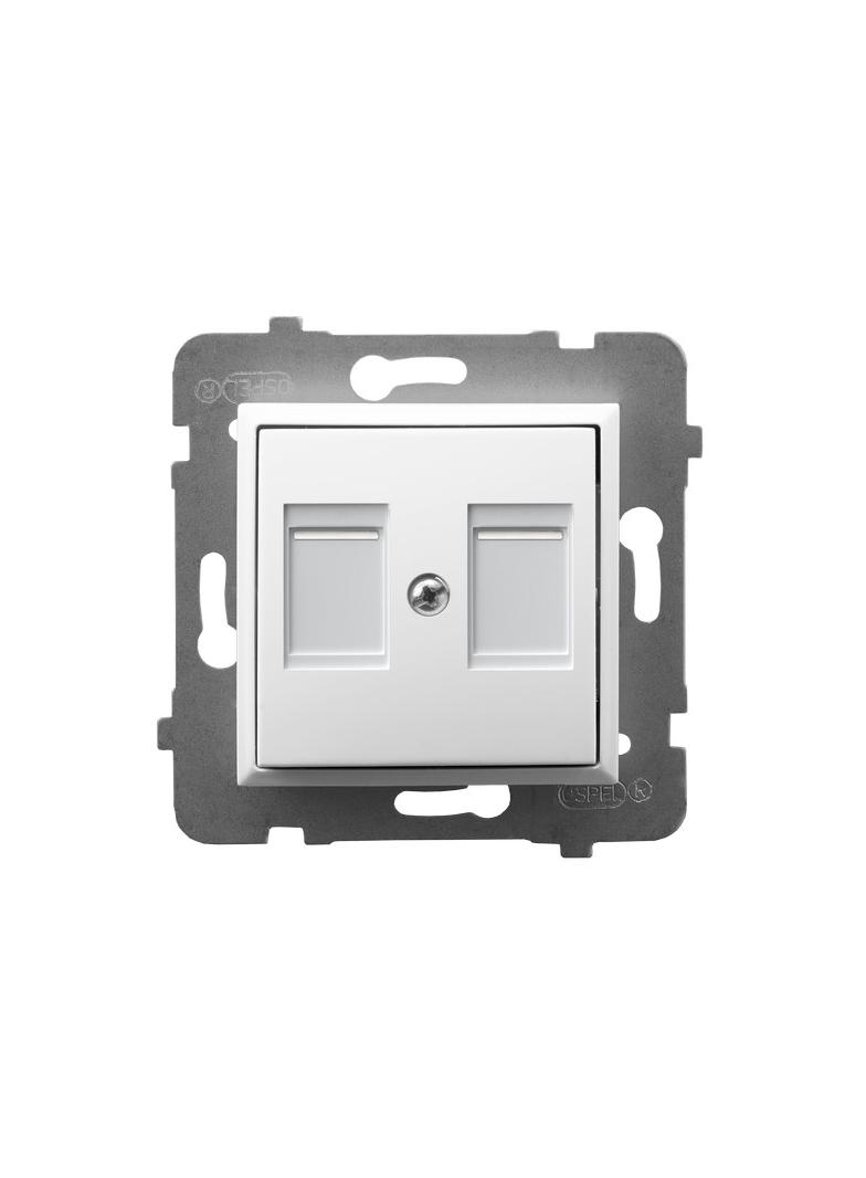 ARIA Obudowa gniazda podwójnego z przesłoną typu Keystone prosta - kolor biały