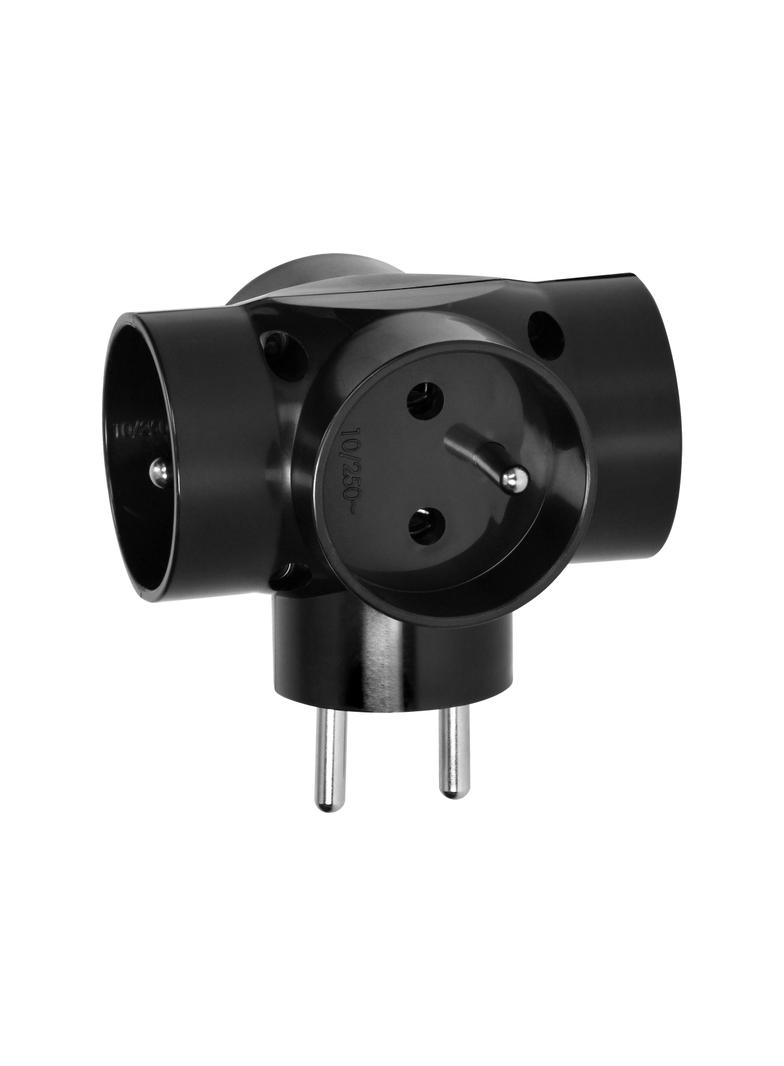 Rozgałęźnik 4x2P+Z, czarny