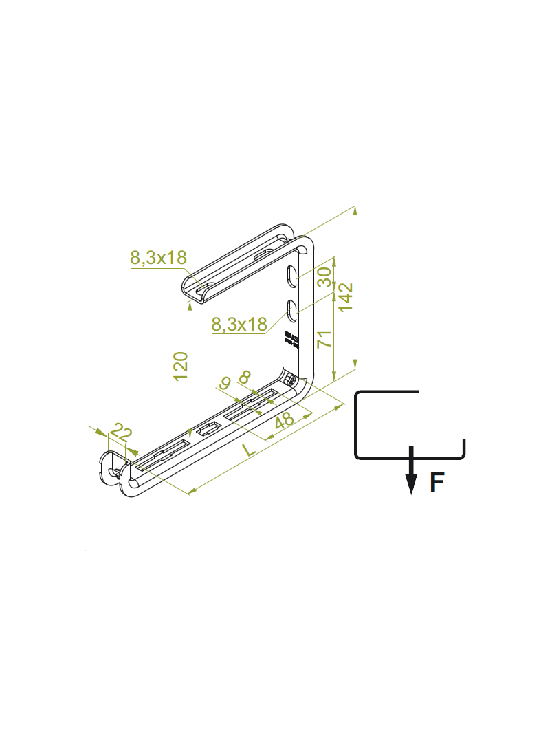 WSS50 Wspornik ścienno-sufitowy