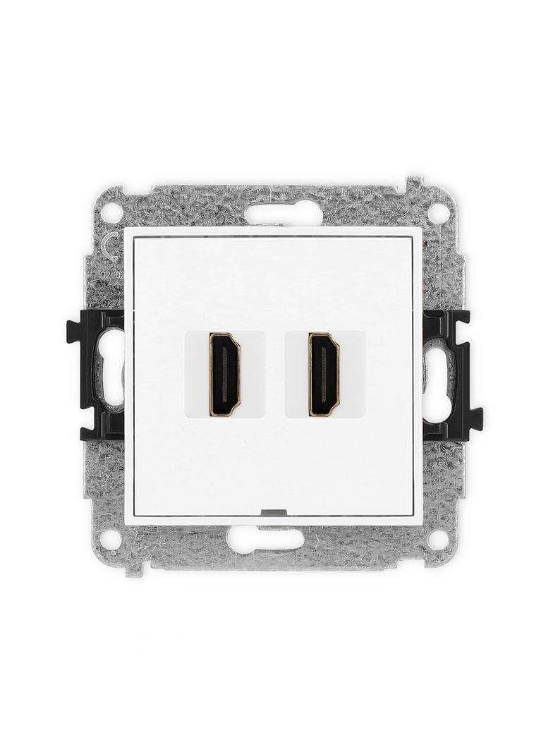 ICON Mechanizm gniazda podwójnego HDMI 2.0, bez pola opisowego biały mat