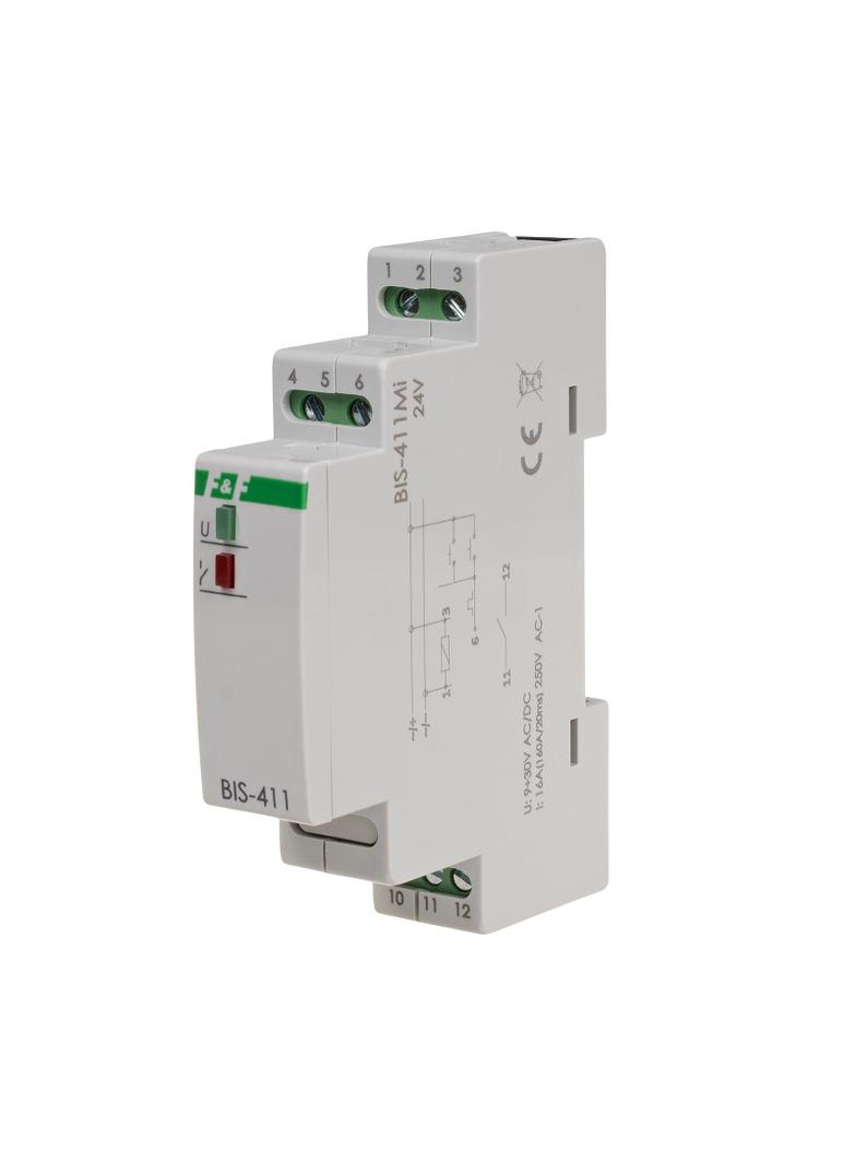 Przekaźnik bistabilny z pamięcią 9-30 V AC/DC montaż na szynie DIN z przekaźnikiem inrush 160A/20ms BIS-411M-LED-24V F&F