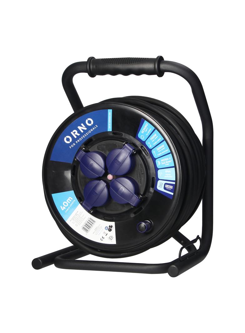 Przedłużacz bębnowy profesjonalny IP44, 4 gniazda 2P+Z (Schuko), kabel gumowy olejoodporny, H07RN-F