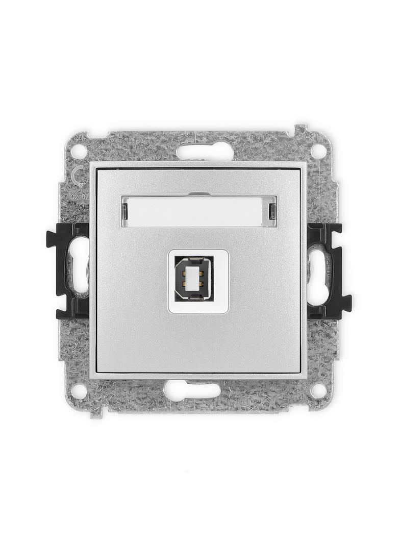 ICON Gniazdo pojedyncze USB A-B 2.0 srebrny metalik 7IGUSB-3 KARLIK