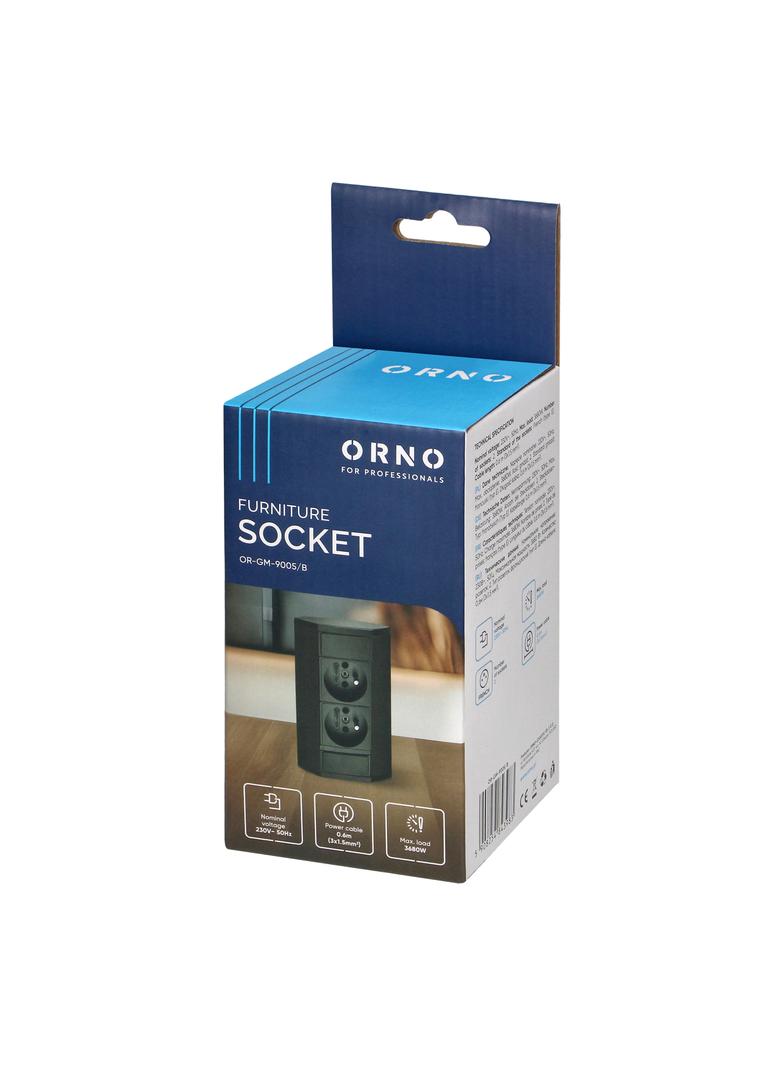 Gniazdo meblowe narożne z bolcem czarne kuchnia OR-GM-9005/B