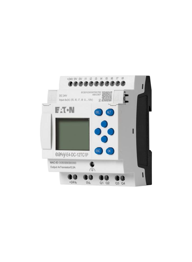EASY-E4-DC-12TC1P easyE4 Push-in 24VDC 8DI(4AI) 4DO-T z wyświetlaczem 197506 EATON