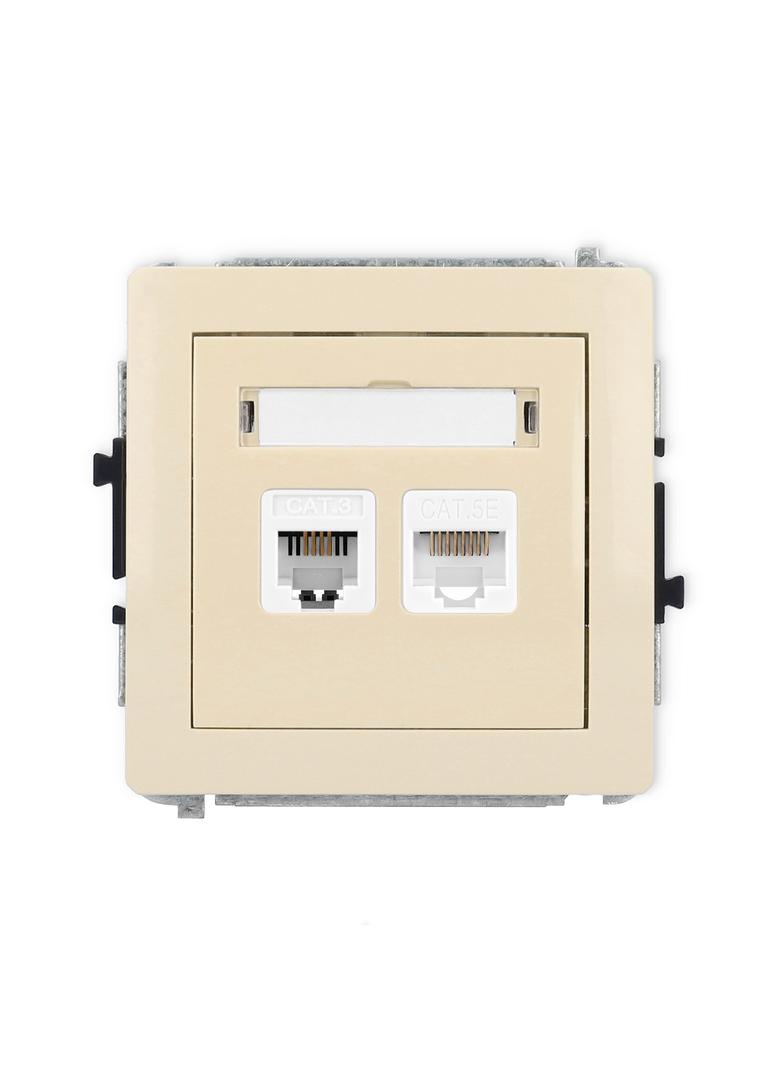 DECO Mechanizm gniazda telefonicznego pojedynczego 1xRJ11 + komputerowego pojedynczego 1xRJ45, kat.