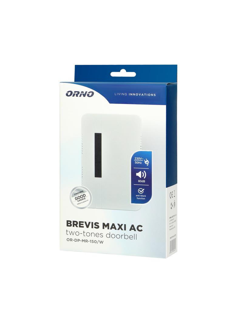Dzwonek elektromechaniczny dwutonowy BREVIS 230V biały OR-DP-MR-150/W ORNO