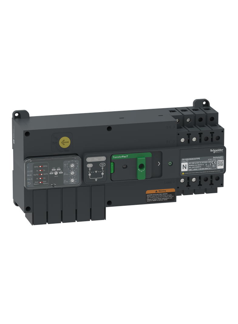 TransferPacT, przełączanie zasilania, 80A, 230V, 2P, bez komunikacji, rozmiar 100A