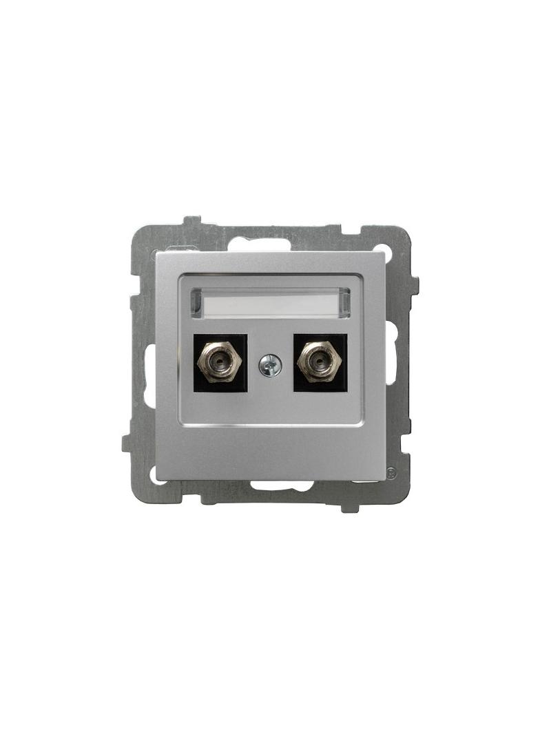 AS Gniazdo antenowe typu F podwójne - kolor srebro