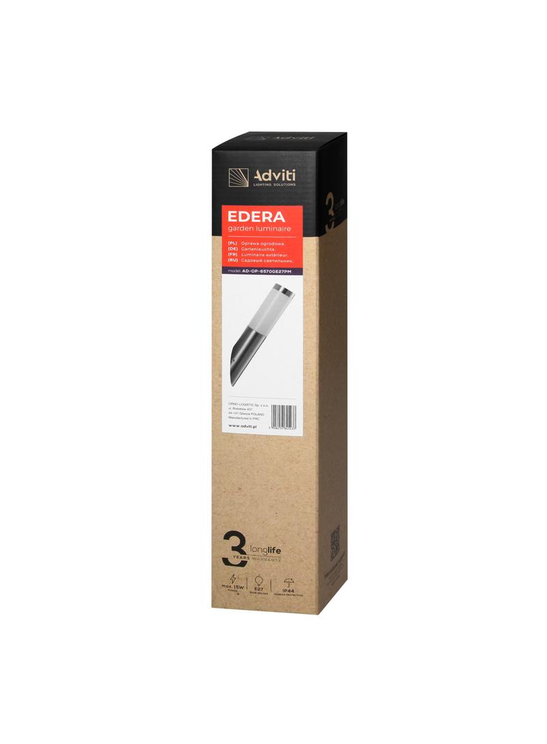 EDERA oprawa ogrodowa, E27, max. 15W, IP44, skos, stal nierdzewna AD-OP-6570GE27PM ORNO
