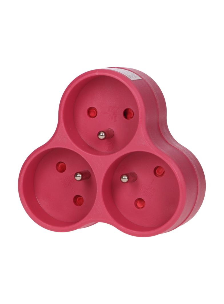 Rozgałęźnik 3x2P+Z różowy OR-AE-13134/P ORNO