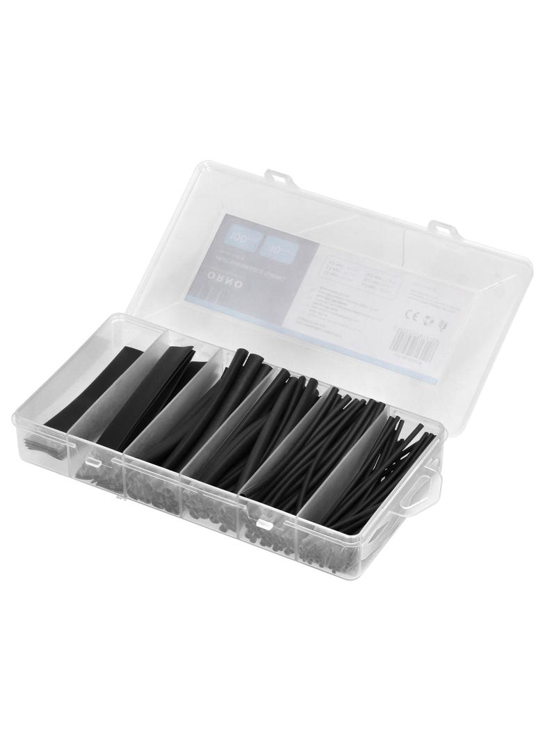 Zestaw koszulek termokurczliwych uniepalnionych 100 szt. Czarny OR-AE-13141/B ORNO