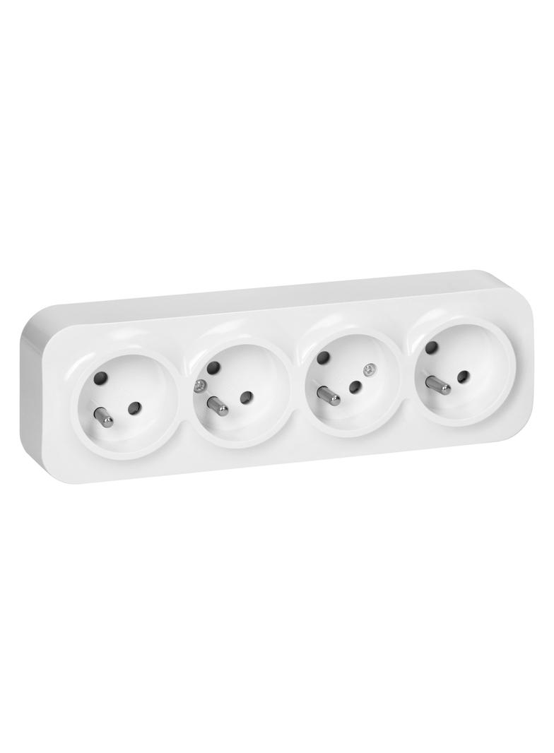 Gniazdo poczwórne natynkowy ToDo 2P+Z IP20, 16A, 230V AC, 16A, 230V AC, biały, 8 sztuk
